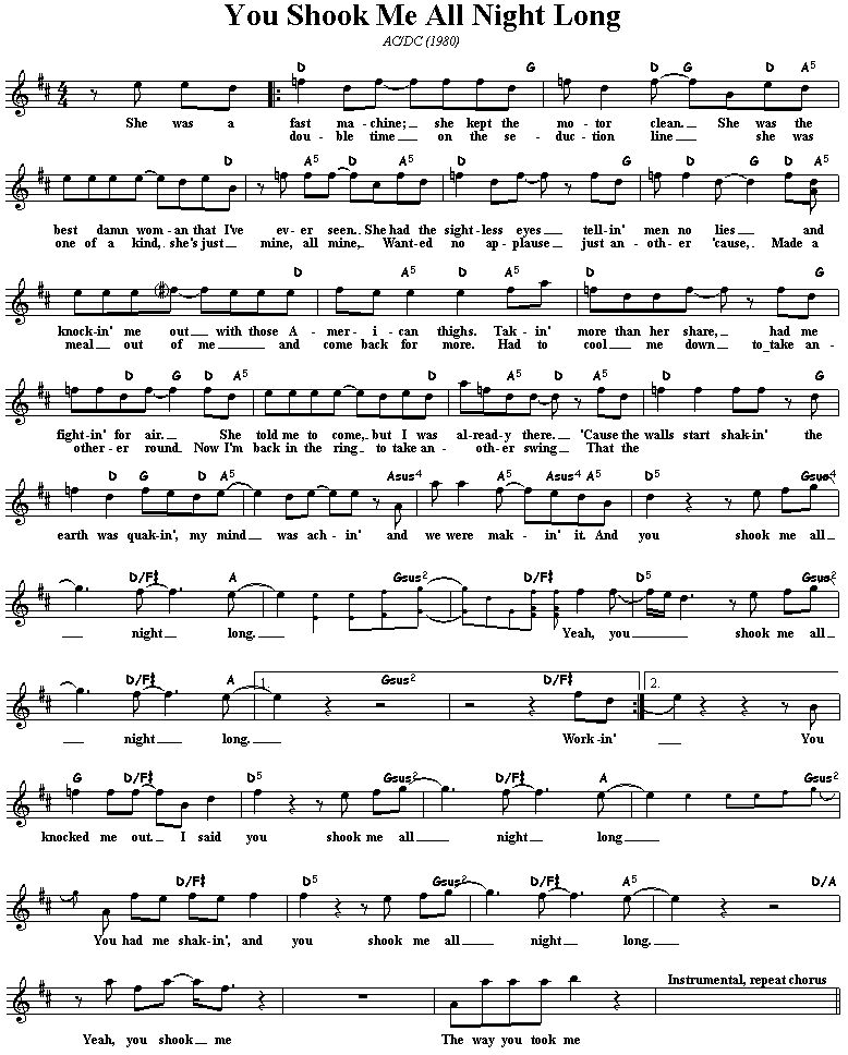 You Shook Me All Night Long